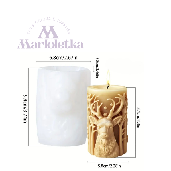 Силиконова форма за свещ - Цилиндрична с елен