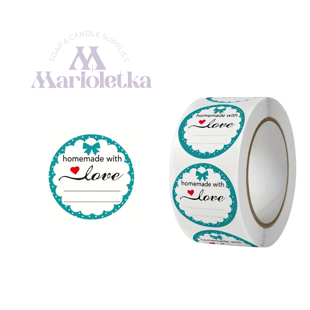 Етикет на ролка "Homemade with love" зелен