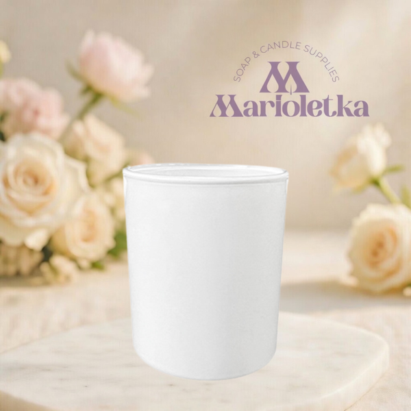 Стъклен контейнер за свещи серия К10 012 – 180 мл | Цвят Бял гланц