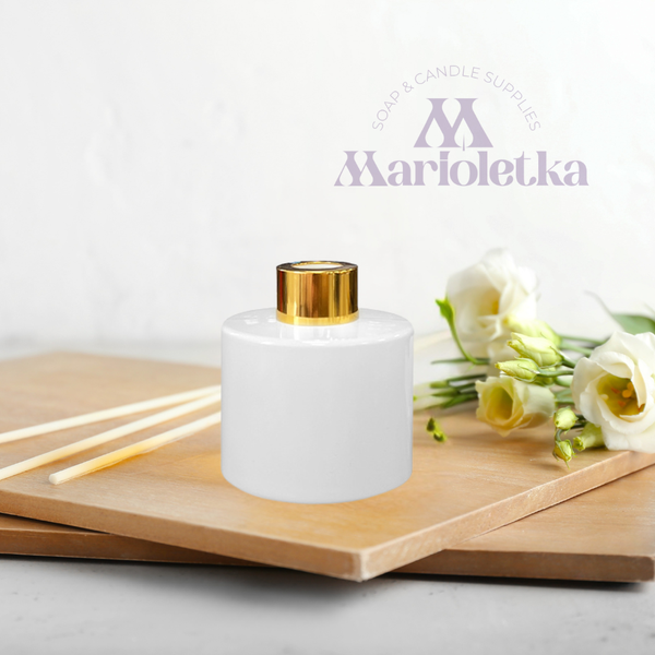 Стъклен флакон за дифузер, бял