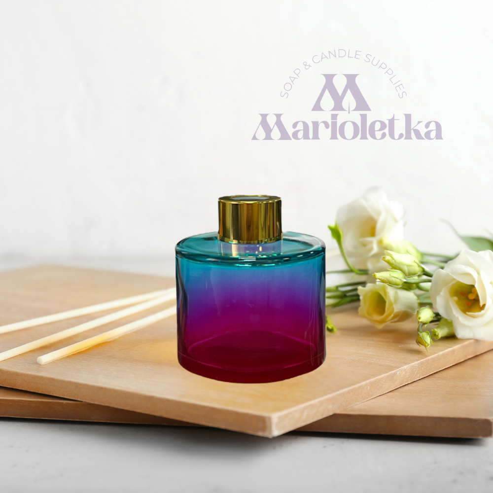 Стъклен флакон за дифузер „Корално сияние" – синьо към червено