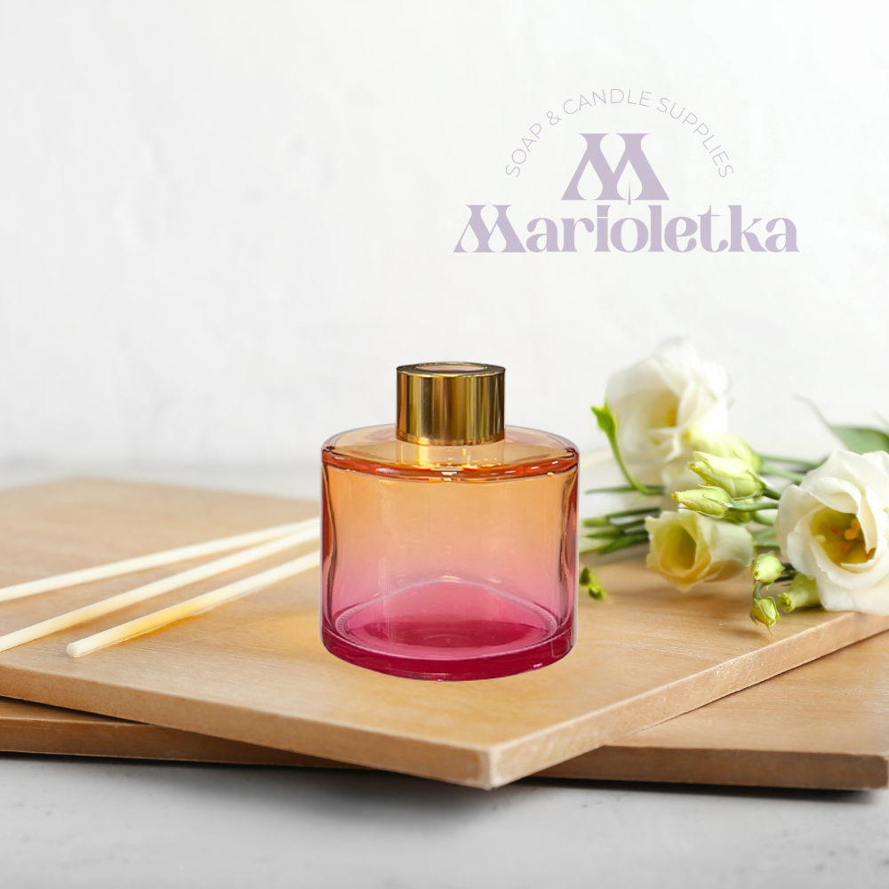 Стъклен флакон за дифузер „Розов изгрев" – жълто към розово